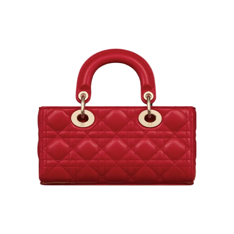 DIOR Lady D-JOY Lambskin Dior Bag Shoulder Bag Crossbody Bag Handbag Small Size Women's Red-2