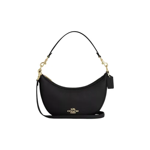 COACH Leather Crescent Bag Handbags Shoulder Bags Women's Black