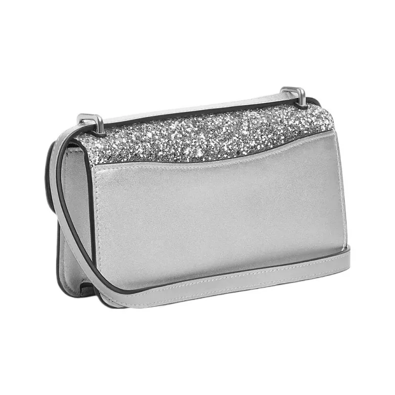 COACH Morgan Fabric Cow Leather Patchwork Small Square Bag Handbag Shoulder Bag Crossbody Bag Small Size Women's Silver-1