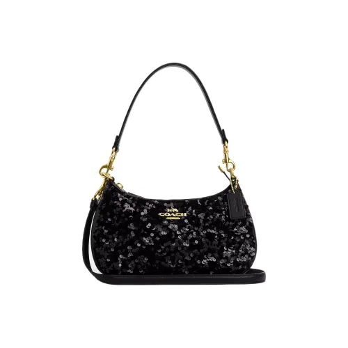 COACH Teri Plastic Bonded Cow Split Leather Shoulder Bag Handbag Shoulder Bag Women's Black