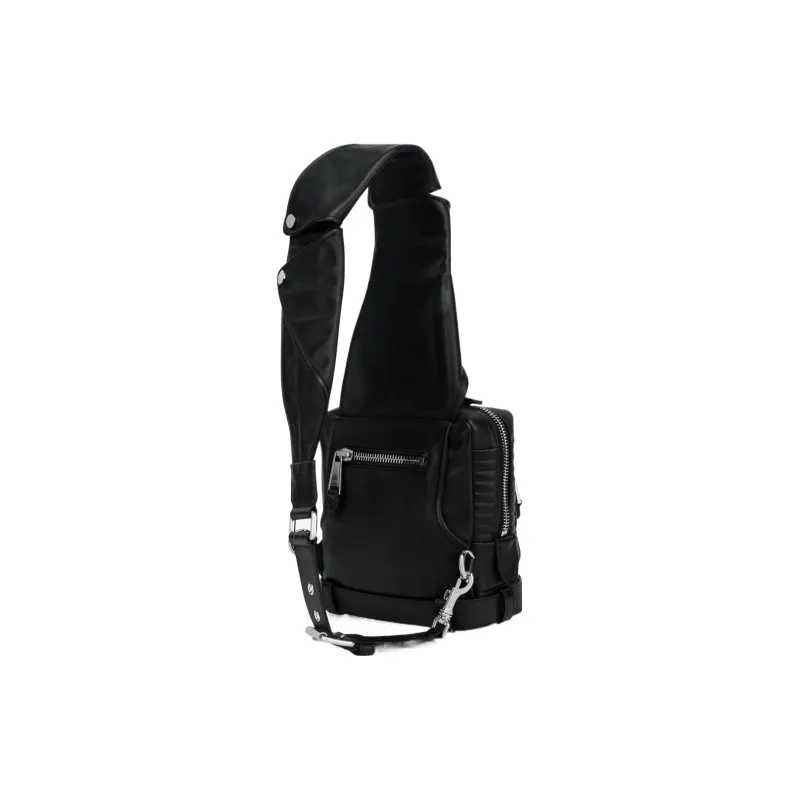 MOSCHINO Calfskin Sling Bag Crossbody Bag Shoulder Bag Men's Black-1