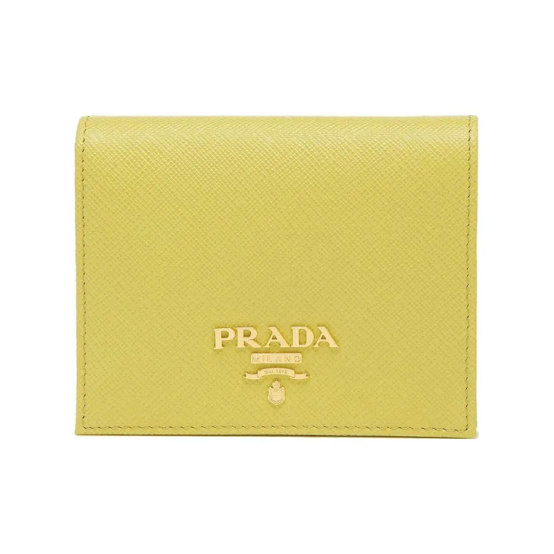 PRADA Leather Wallet Small Size Women's Yellow-0