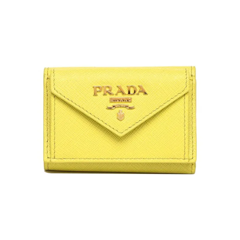 PRADA Leather Wallet Small Size Women's Yellow-0