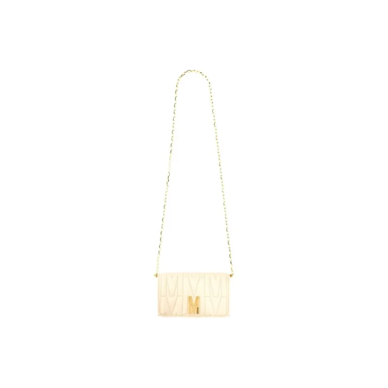 MOSCHINO Leather Crossbody Bag Shoulder Bag Women's Light Yellow-1