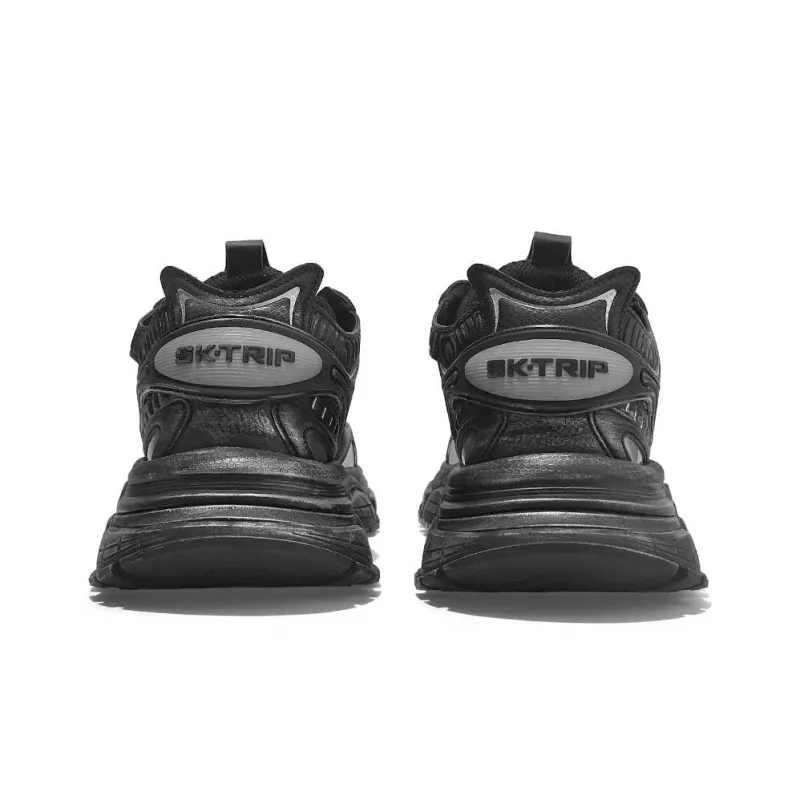 SK.TRIP Bow And Crossbow 2 Wear Resistant Height Increasing Low Top Chunky Sneakers Unisex Jet Black-4