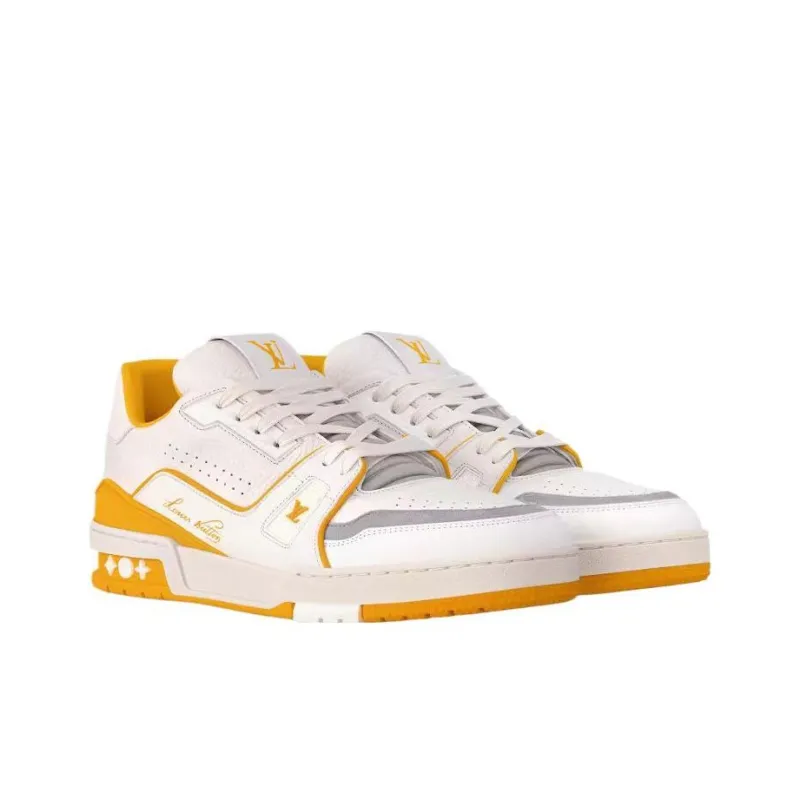 LOUIS VUITTON Trainer Low Top Skateboard Shoes Men's Yellow-2