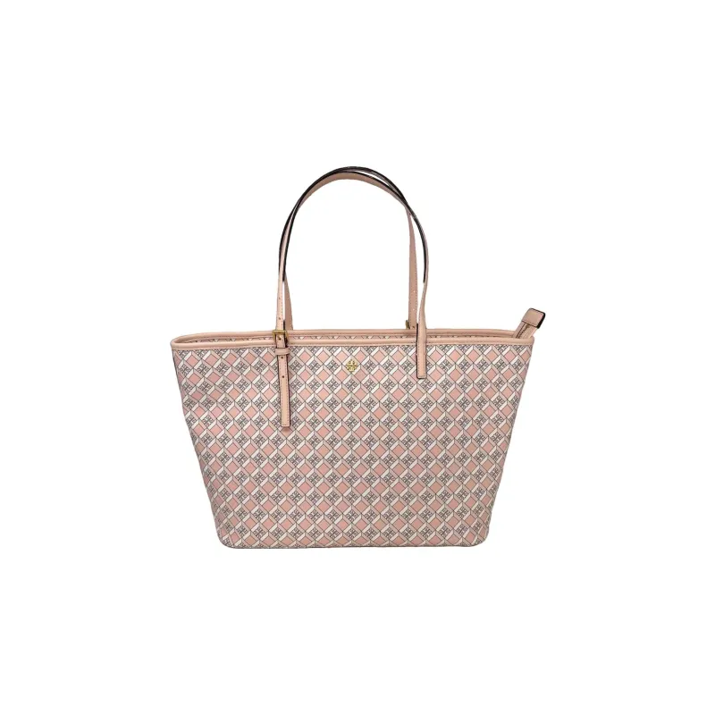 TORY BURCH GEO PVC Tote Bag, Shopping Bag, Shoulder Bag, Handbag Women's Pink-0