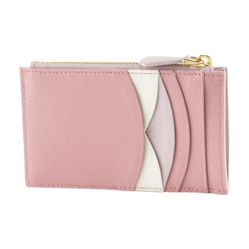 PRADA Leather Card Holder Women's Light Purple & Pink-1