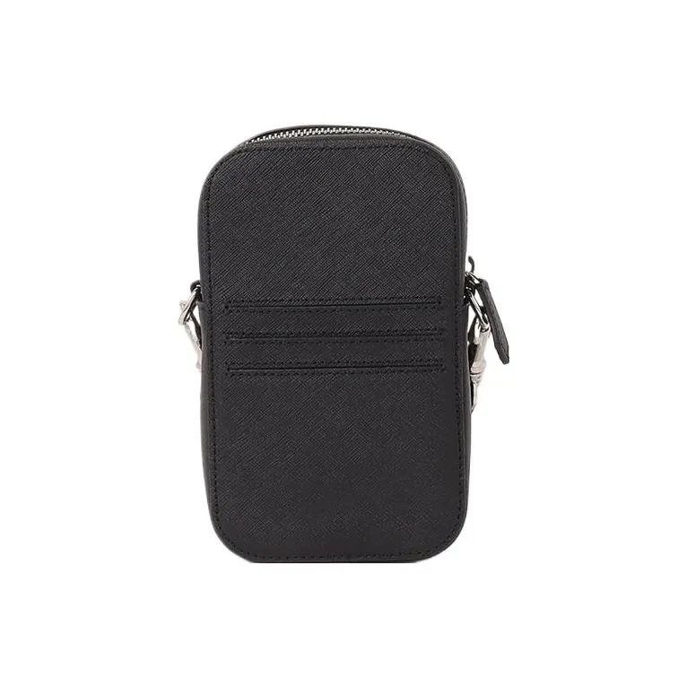 Vivienne Westwood Saffiano Cow Leather Cell Phone Pouch, Crossbody Bag, Shoulder Bag Women's Black-2