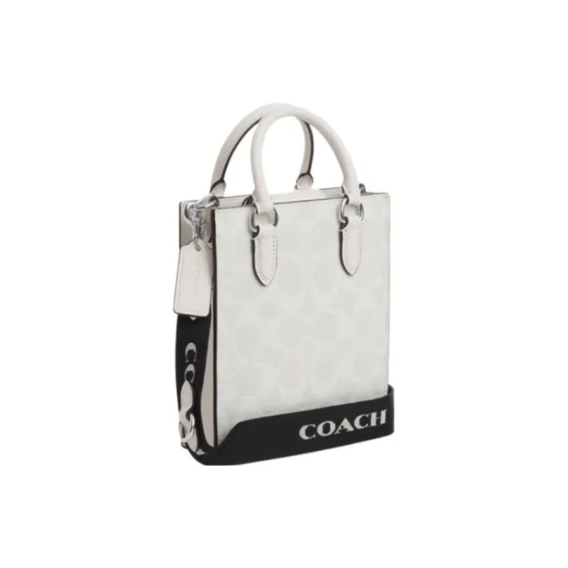 COACH Canvas With Leather Tote Bag Shopping Bag Handbag Shoulder Bag Crossbody Bag Mini Women's White-3