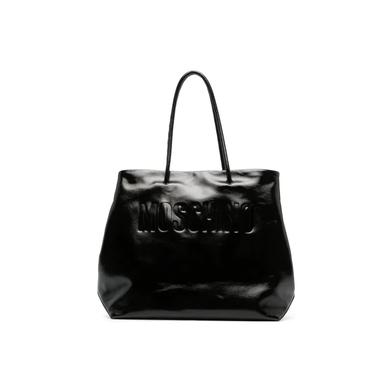 MOSCHINO Sheepskin Tote Bag Shopping Bag Shoulder Bag Handbag Women's Black-0