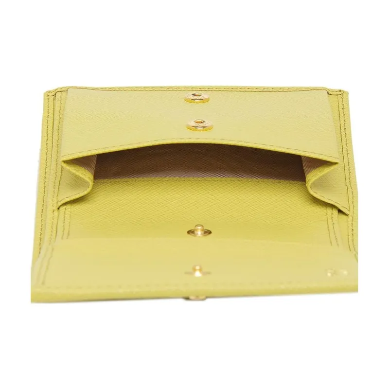 PRADA Leather Wallet Small Size Women's Yellow-4
