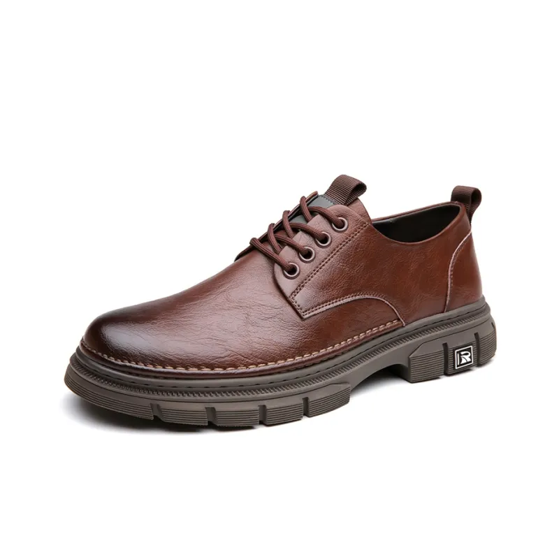 VANSSI Men's Casual Shoes Men Low Top Brown-3