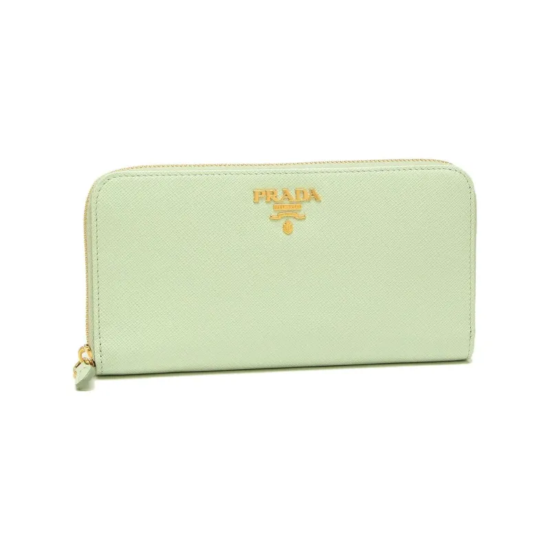 PRADA Leather Wallet Women's Aqua Green-1