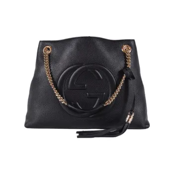 GUCCI Soho Leather Tote Bag, Shopping Bag, Handbag, Shoulder Bag Women's Black