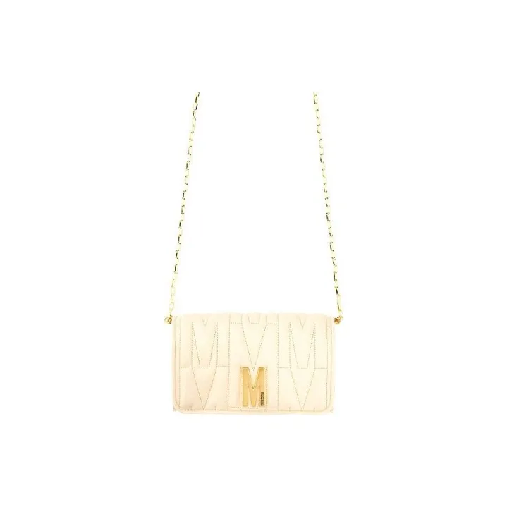 MOSCHINO Leather Crossbody Bag Shoulder Bag Women's Light Yellow-0