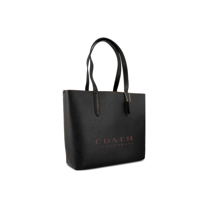 COACH Charlie Leather Tote Bag Shopping Bag One Shoulder Handbag Women's Black-1