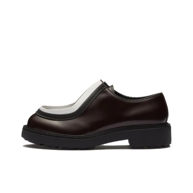 PRADA Opaque Brushed-leather Lace-up Shoes-0