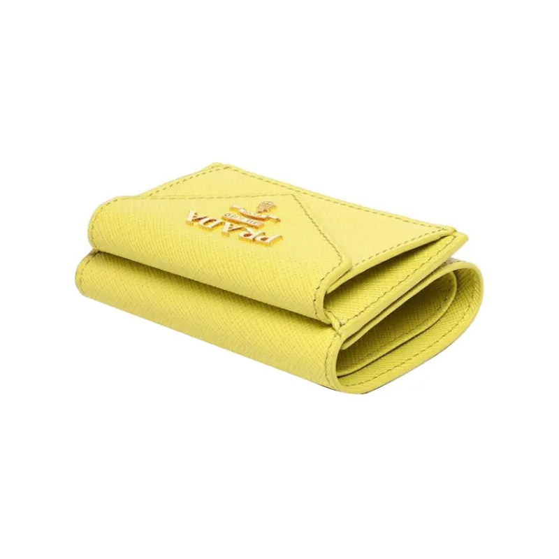 PRADA Leather Wallet Small Size Women's Yellow-3
