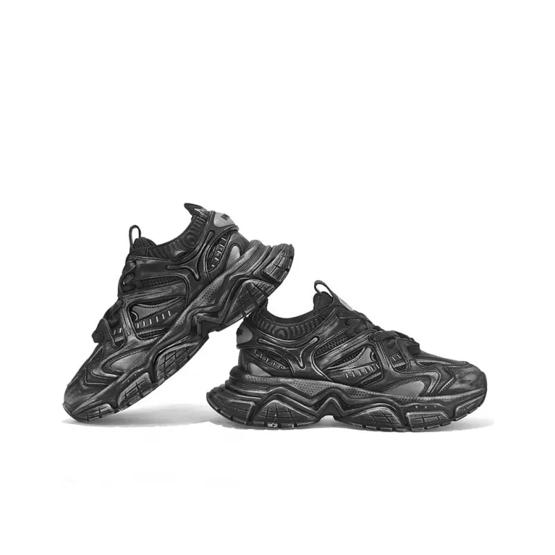 SK.TRIP Bow And Crossbow 2 Wear Resistant Height Increasing Low Top Chunky Sneakers Unisex Jet Black-5