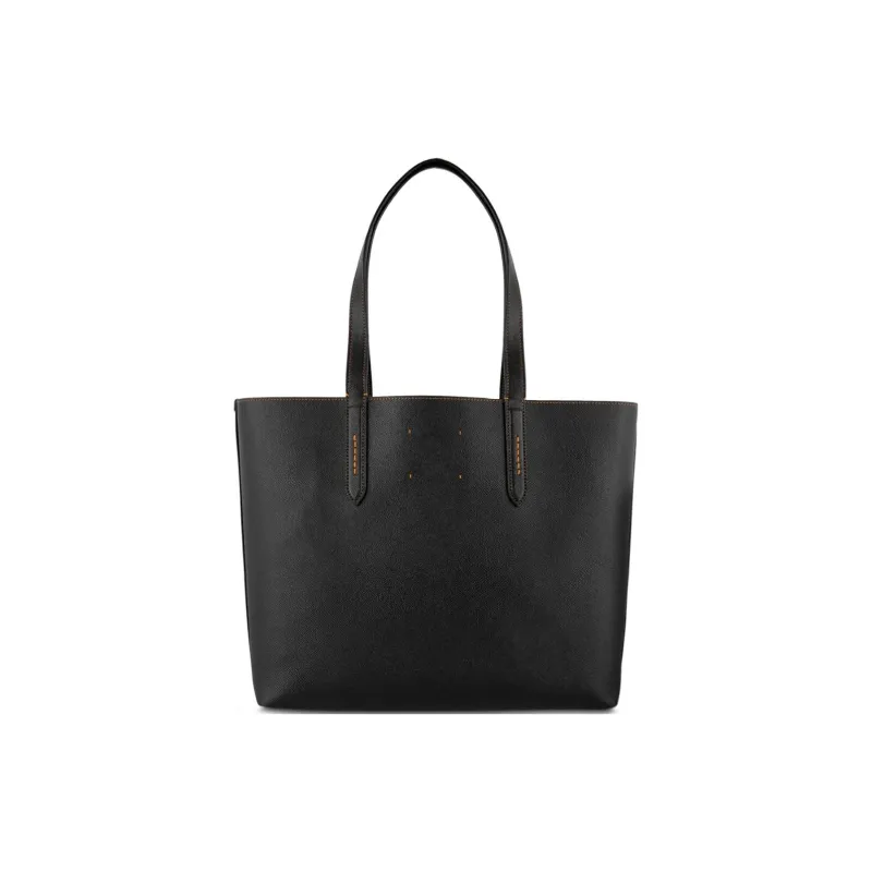 COACH Charlie Leather Tote Bag Shopping Bag One Shoulder Handbag Women's Black-2