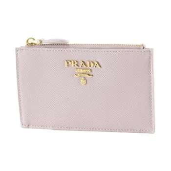 PRADA Leather Card Holder Women's Light Purple & Pink