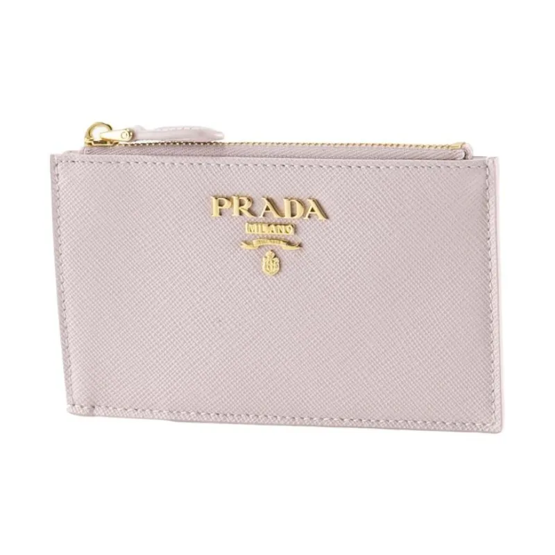 PRADA Leather Card Holder Women's Light Purple & Pink-0