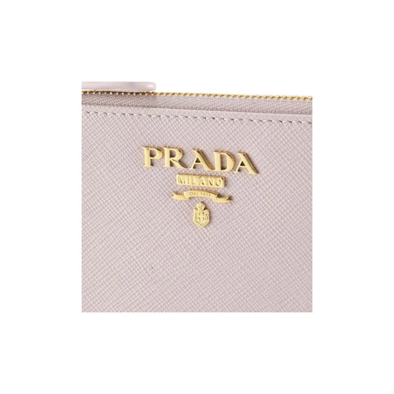 PRADA Leather Card Holder Women's Light Purple & Pink-3
