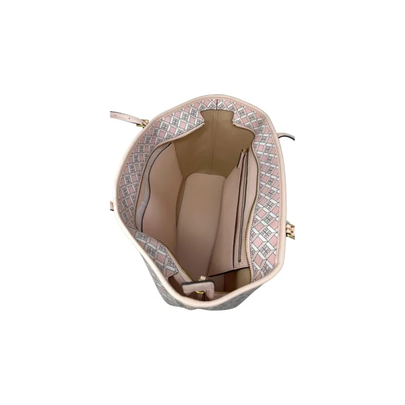 TORY BURCH GEO PVC Tote Bag, Shopping Bag, Shoulder Bag, Handbag Women's Pink-4