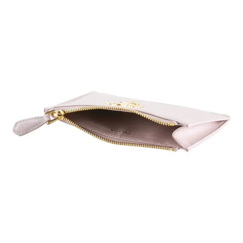PRADA Leather Card Holder Women's Light Purple & Pink-2