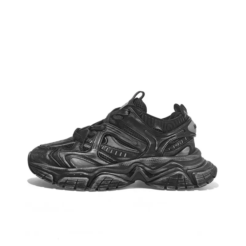 SK.TRIP Bow And Crossbow 2 Wear Resistant Height Increasing Low Top Chunky Sneakers Unisex Jet Black-1