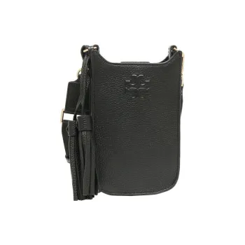 TORY BURCH Leather Cell Phone Pouch, Crossbody Bag, Shoulder Bag Women's Black