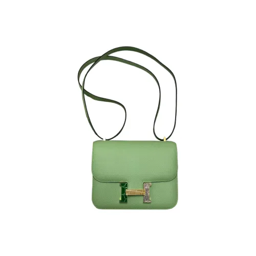 HERMES Constance Epsom Leather Shoulder Bag Crossbody Bag Mini Women's Avocado Green
