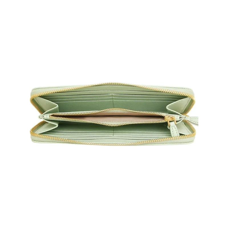 PRADA Leather Wallet Women's Aqua Green-4