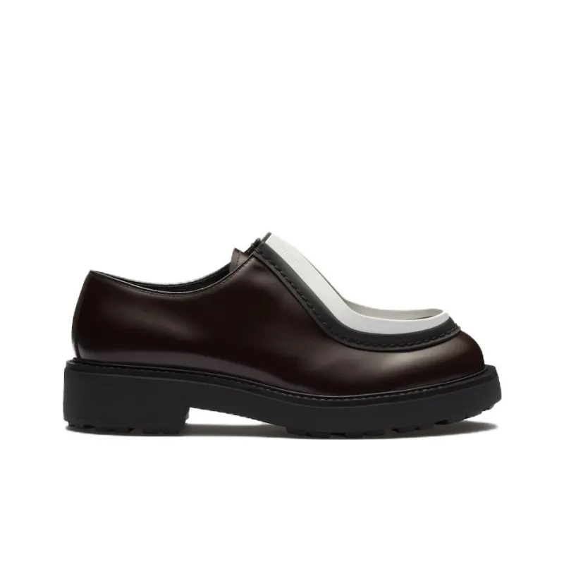 PRADA Opaque Brushed-leather Lace-up Shoes-1