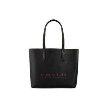 COACH Charlie Leather Tote Bag Shopping Bag One Shoulder Handbag Women's Black