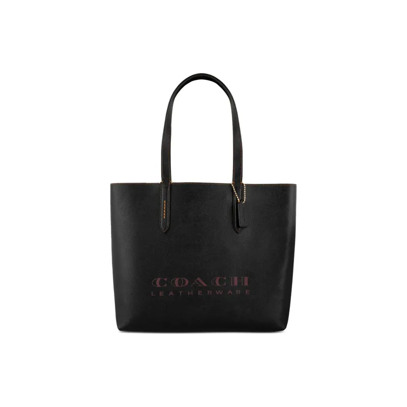 COACH Charlie Leather Tote Bag Shopping Bag One Shoulder Handbag Women's Black-0