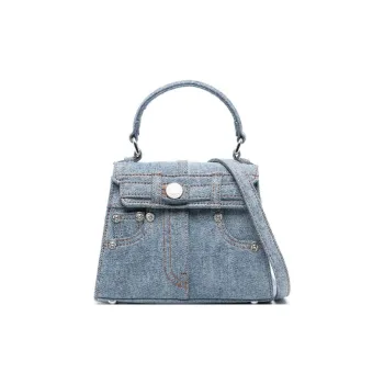 MOSCHINO Denim Shoulder Bag Crossbody Bag Handbag Women's Light Blue