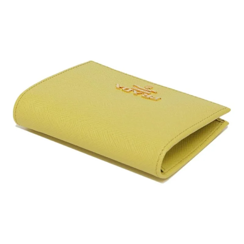 PRADA Leather Wallet Small Size Women's Yellow-5