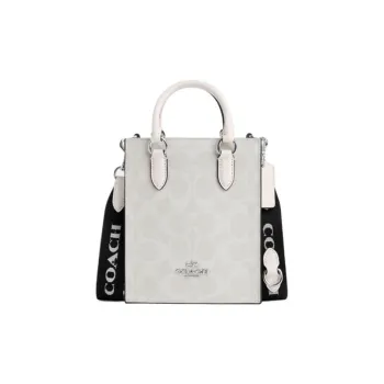 COACH Canvas With Leather Tote Bag Shopping Bag Handbag Shoulder Bag Crossbody Bag Mini Women's White