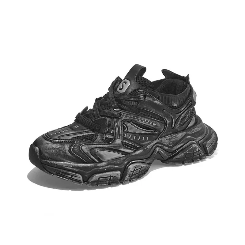 SK.TRIP Bow And Crossbow 2 Wear Resistant Height Increasing Low Top Chunky Sneakers Unisex Jet Black-2