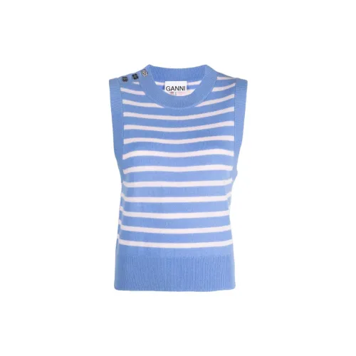 GANNI Crew-neck Striped Knitted Vest