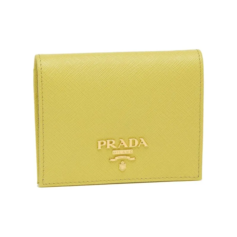 PRADA Leather Wallet Small Size Women's Yellow-1