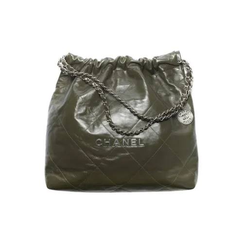CHANEL Shiny Calfskin Tote Bag Shopping Bag Portable Crossbody Bag Shoulder Bag Women's Cuban Green