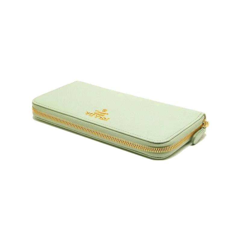 PRADA Leather Wallet Women's Aqua Green-5