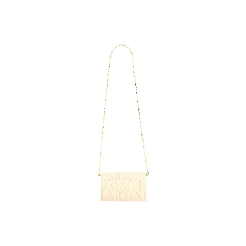 MOSCHINO Leather Crossbody Bag Shoulder Bag Women's Light Yellow-3