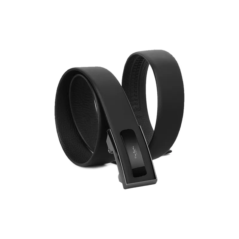 PIERRE CARDIN Stainless Steel Automatic Buckle Belt Top Grain Cow Leather Belts Men's Black-4