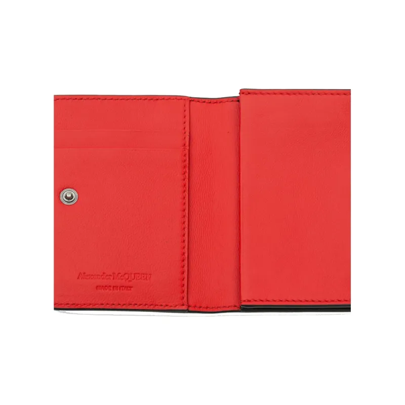 Alexander McQueen Cow Leather Business Card Holder Men's Black/Red-3