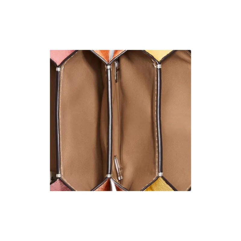 COACH Accordion Card Case Pebbled Leather Coin Purses Card Holders Mini Women's White & Light Multicolor-4