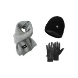 Black Fleece-Lined Thermal Hat+Cycling Gloves+Thermal Scarf